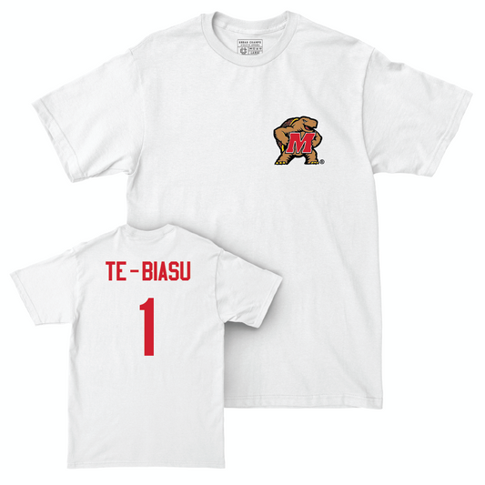 White Women's Basketball Testudo Comfort Colors Tee  - Sarah Te-Biasu