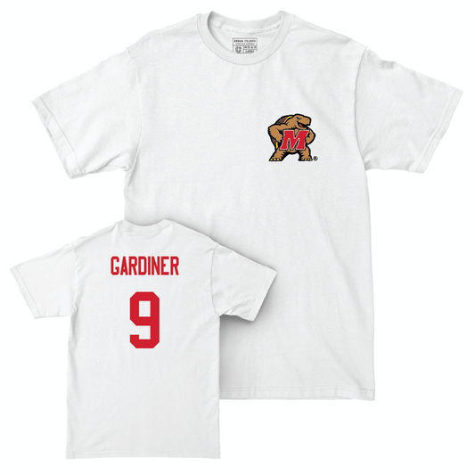 Men's Lacrosse White Testudo Comfort Colors Tee  - John Gardiner